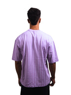 Oversized Purple Striped White T-shirt