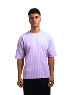 Oversized Purple Striped White T-shirt
